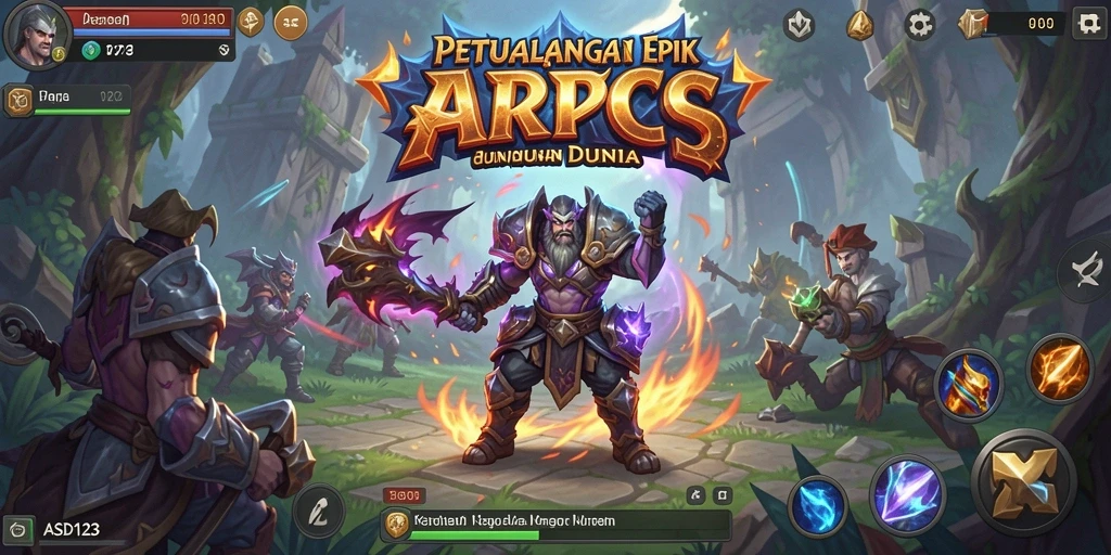 Tampilan gameplay epik di dunia fantasi ARPG.