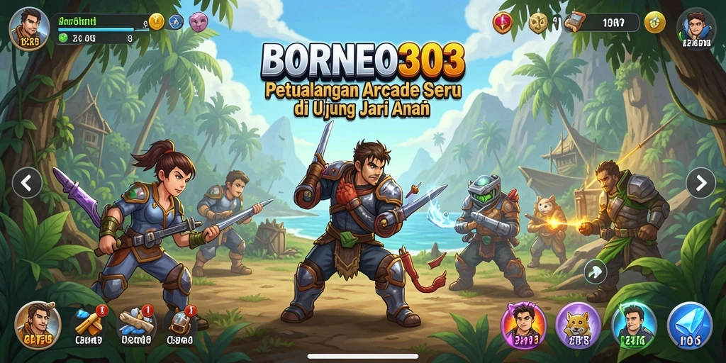Tampilan menakjubkan gameplay arcade BORNEO303 yang menantang.