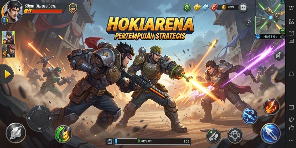 Tampilan aksi mendebarkan dalam HOKIARENA saat karakter bertempur.