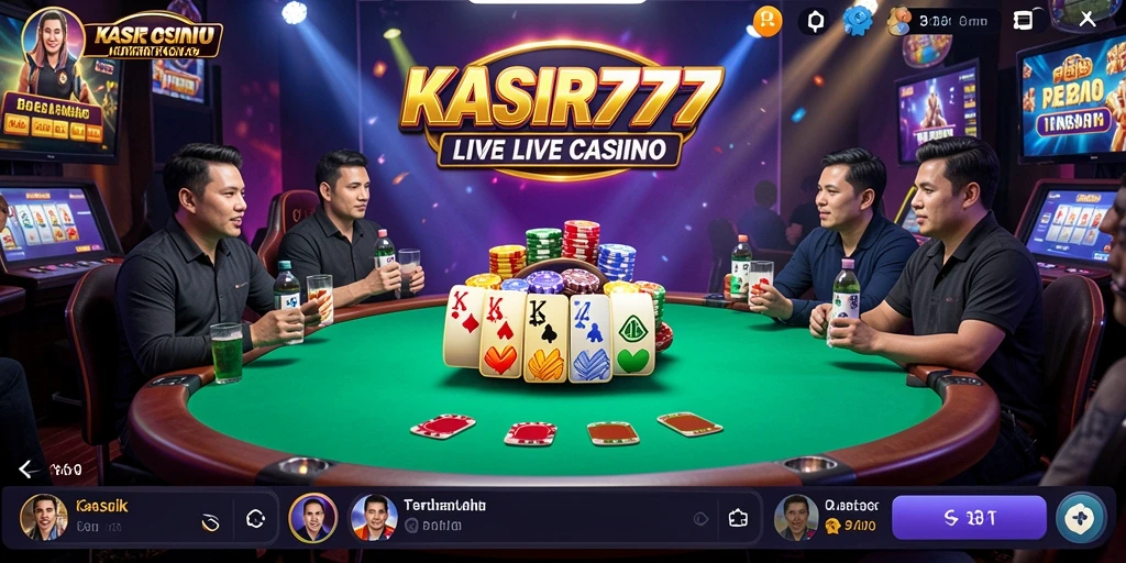 Screenshot KASIR777 menampilkan dealer profesional dalam sesi permainan Live Casino.