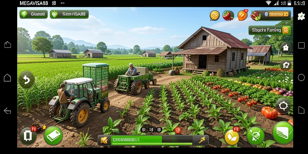 Gameplay seru MEGAVISA88 dengan grafis memukau di ladang pertanian.