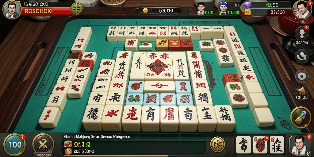 Screenshot gameplay ROSOHOKI yang menunjukkan keseruan bermain Mahjong.